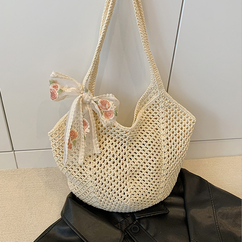 Summer Lace Bow Tote Bags Wome – Crochet Market Bag recenzja i cena