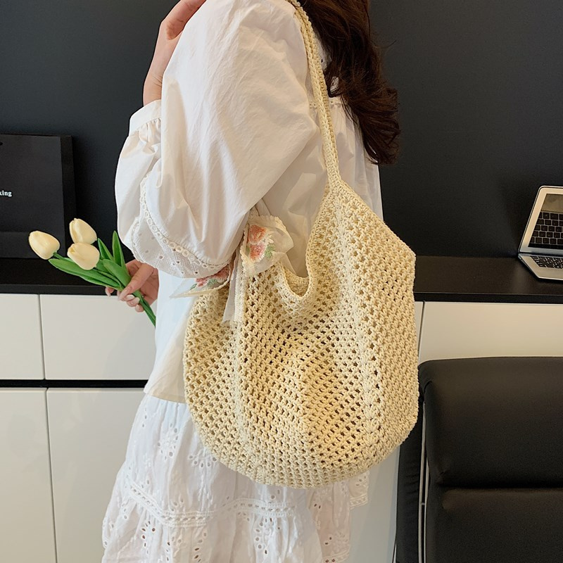 Summer Lace Bow Tote Bags Wome – Crochet Market Bag recenzja i cena