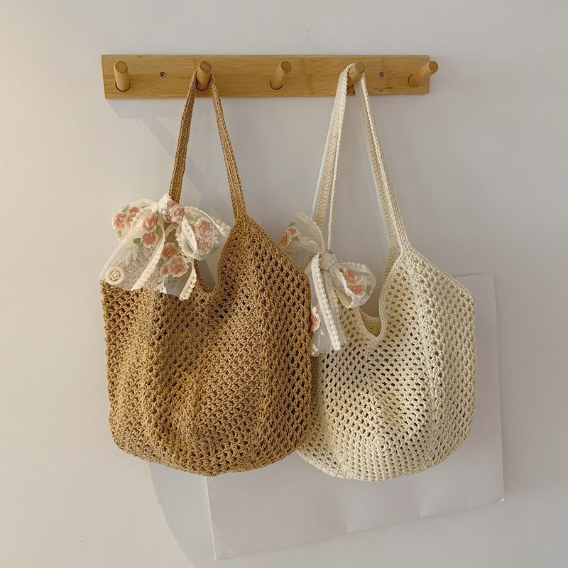 Summer Lace Bow Tote Bags Wome – Crochet Market Bag recenzja i cena
