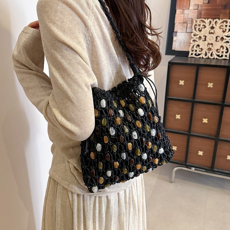 Summer Hollow Out Woven Beaded – Crochet Market Bag recenzja i cena