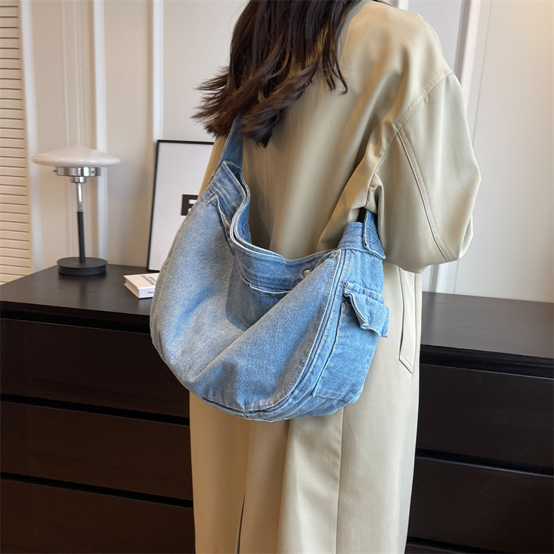 Women's Vintage Denim Hobo Bag – Women Bags Jeans recenzja i cena