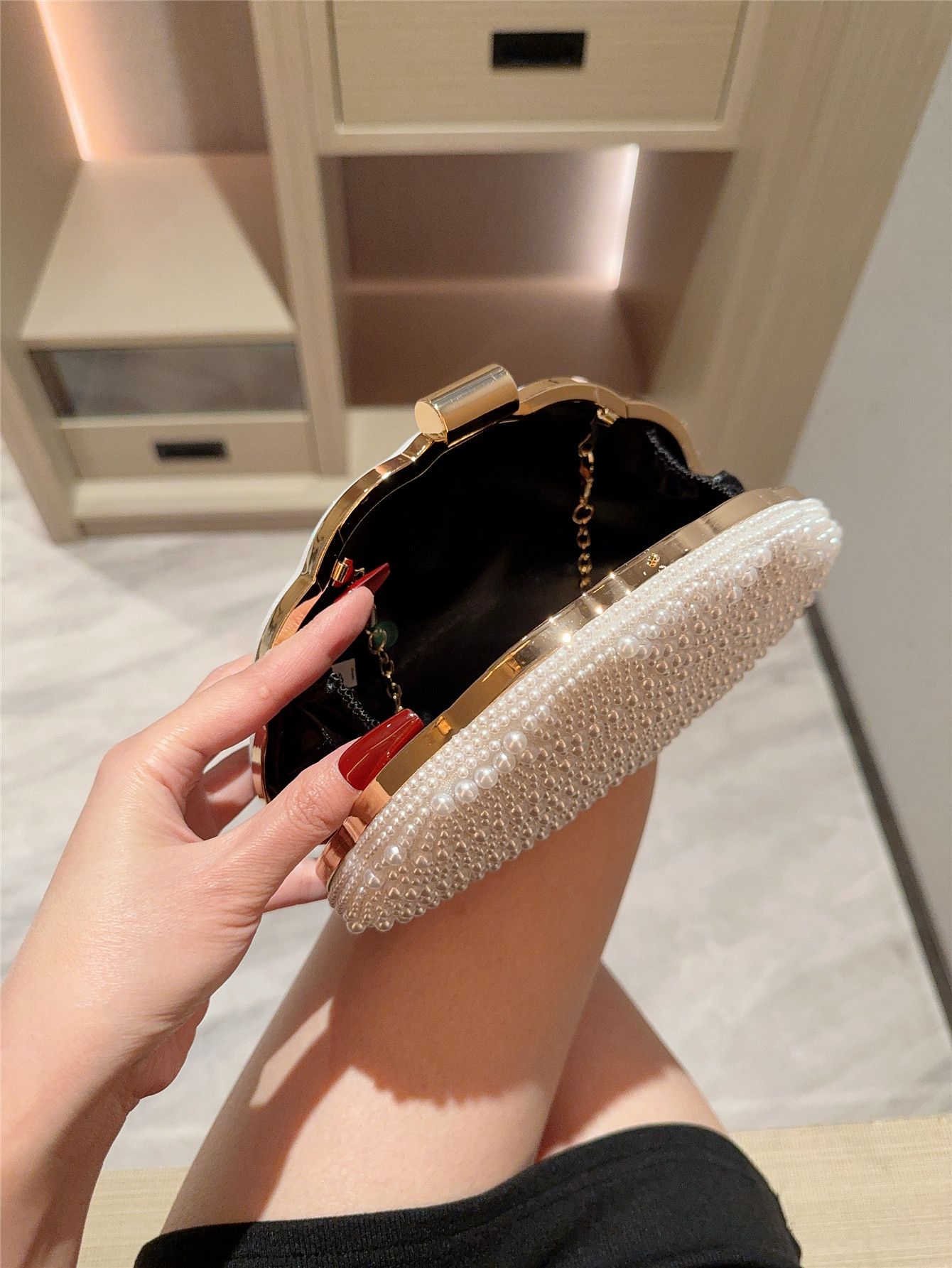 Elegant Pearl Dinner Bag with  – Evening Bag Beaded recenzja i cena
