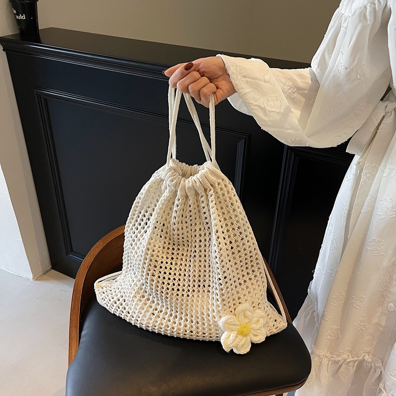 Solid Color Knitting Shoulder  – Crochet Market Bag recenzja i cena
