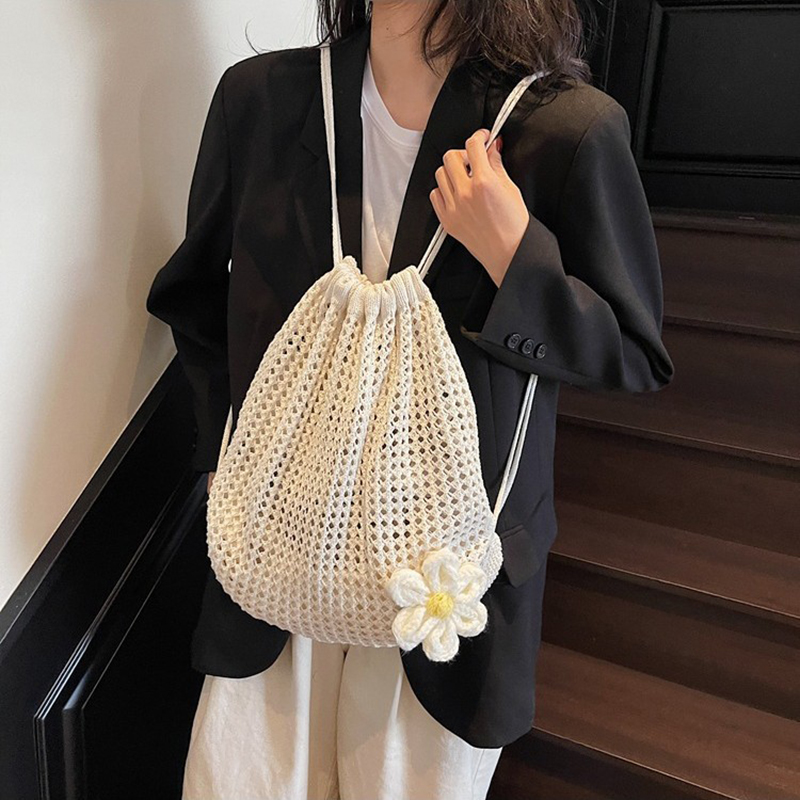 Solid Color Knitting Shoulder  – Crochet Market Bag recenzja i cena