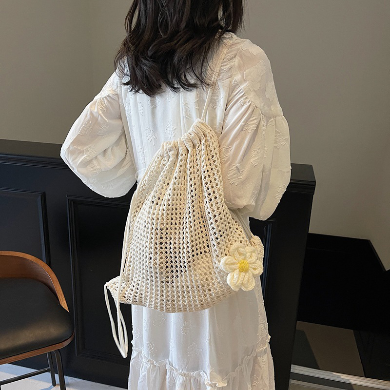 Solid Color Knitting Shoulder  – Crochet Market Bag recenzja i cena