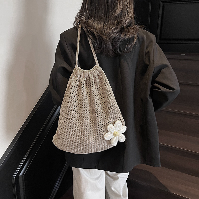 Solid Color Knitting Shoulder  – Crochet Market Bag recenzja i cena