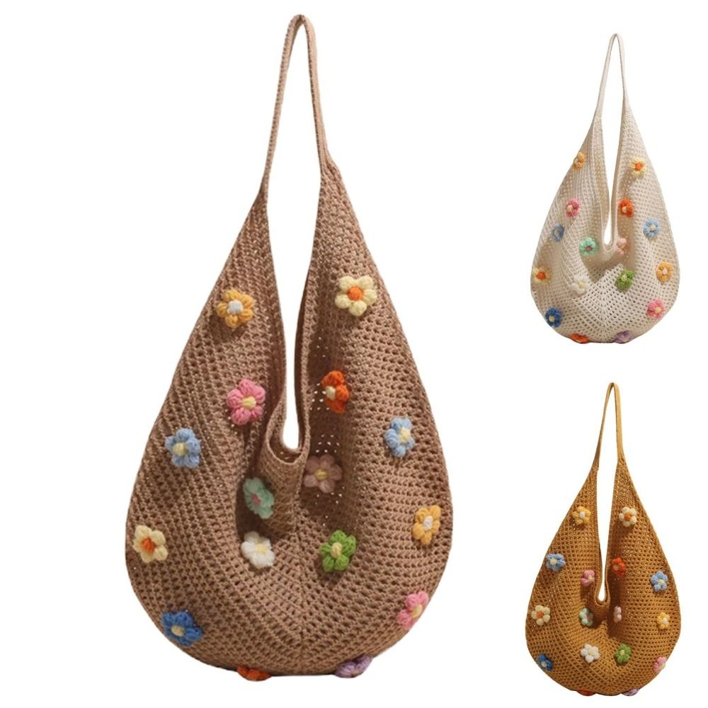Fashion Flower Knitted Shoulde – Crochet Market Bag recenzja i cena
