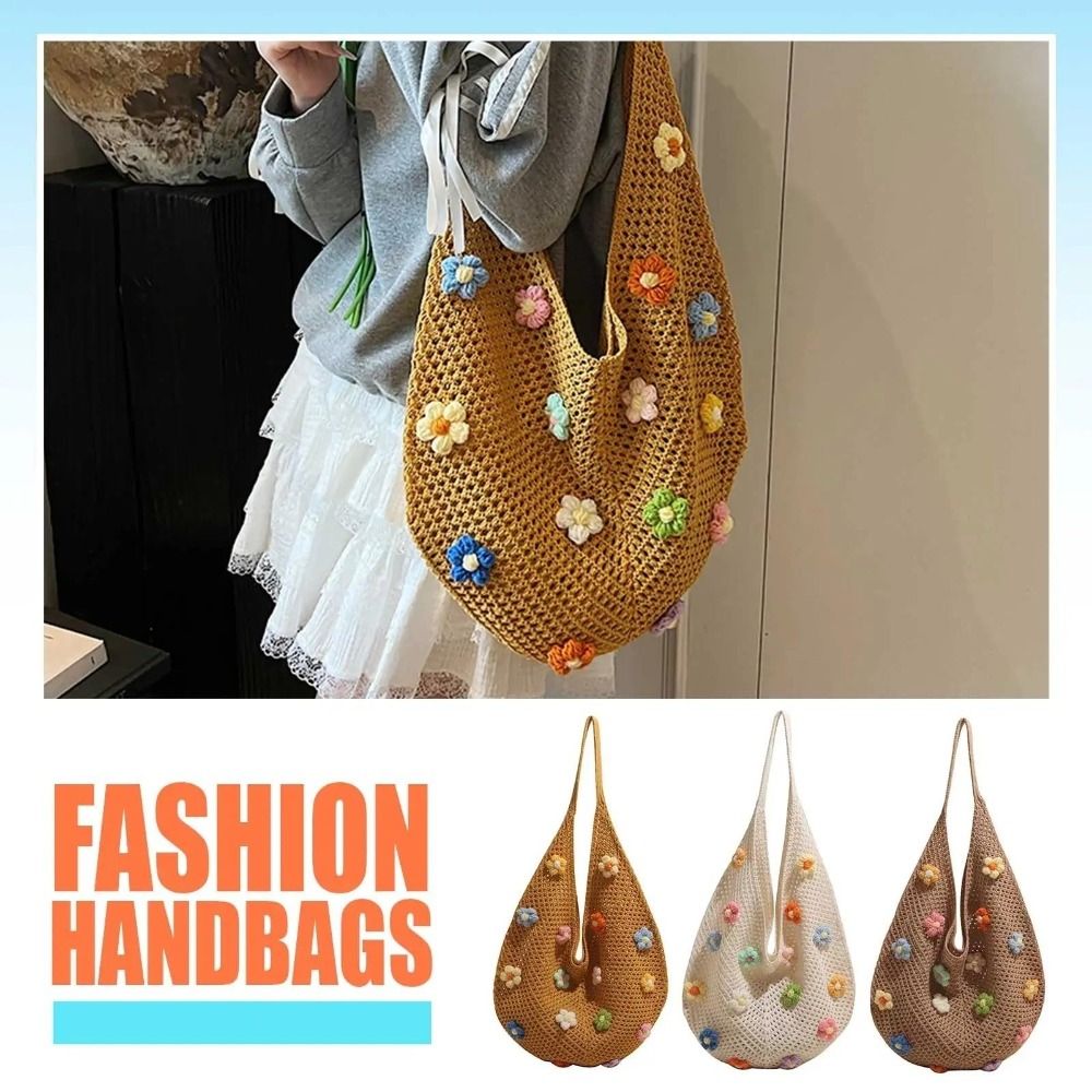 Fashion Flower Knitted Shoulde – Crochet Market Bag recenzja i cena