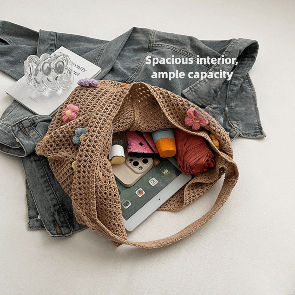 Fashion Flower Knitted Shoulde – Crochet Market Bag recenzja i cena