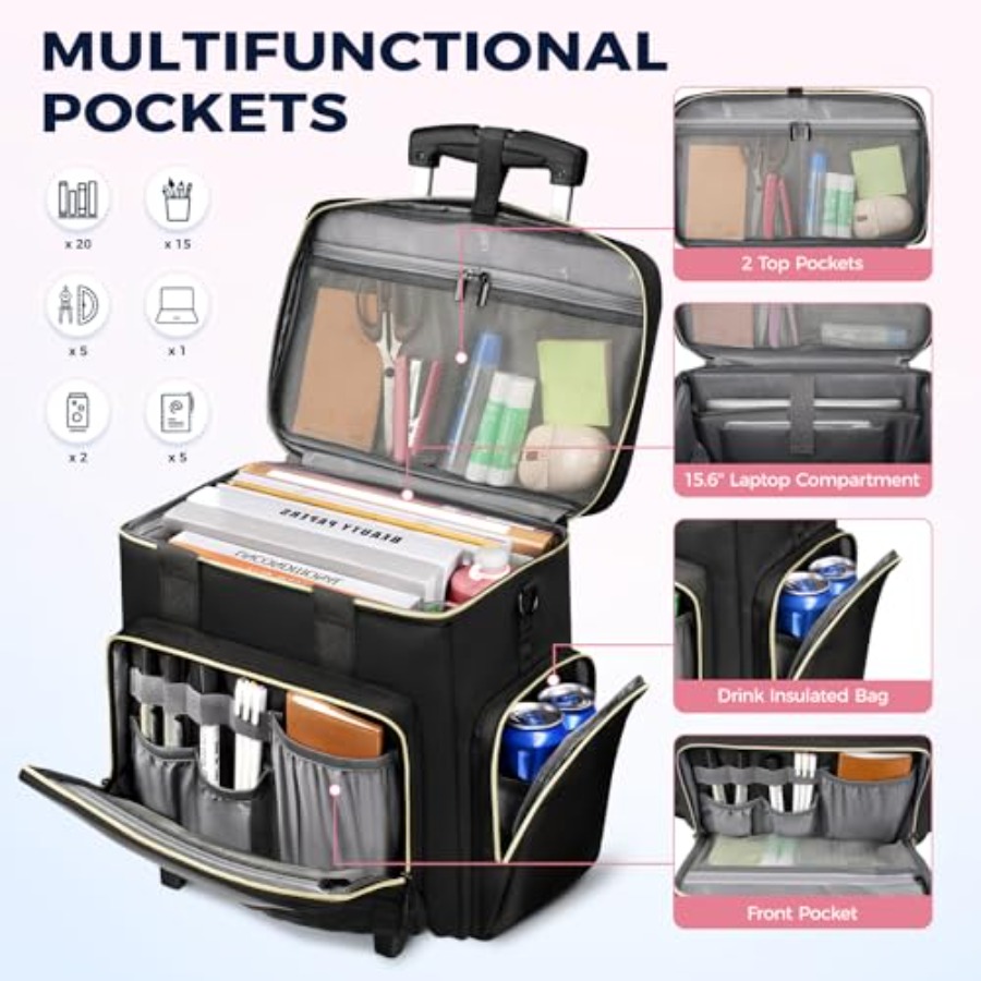 Rolling Teacher Bag, 15.6 Inch – Women Bags For Laptop recenzja i cena