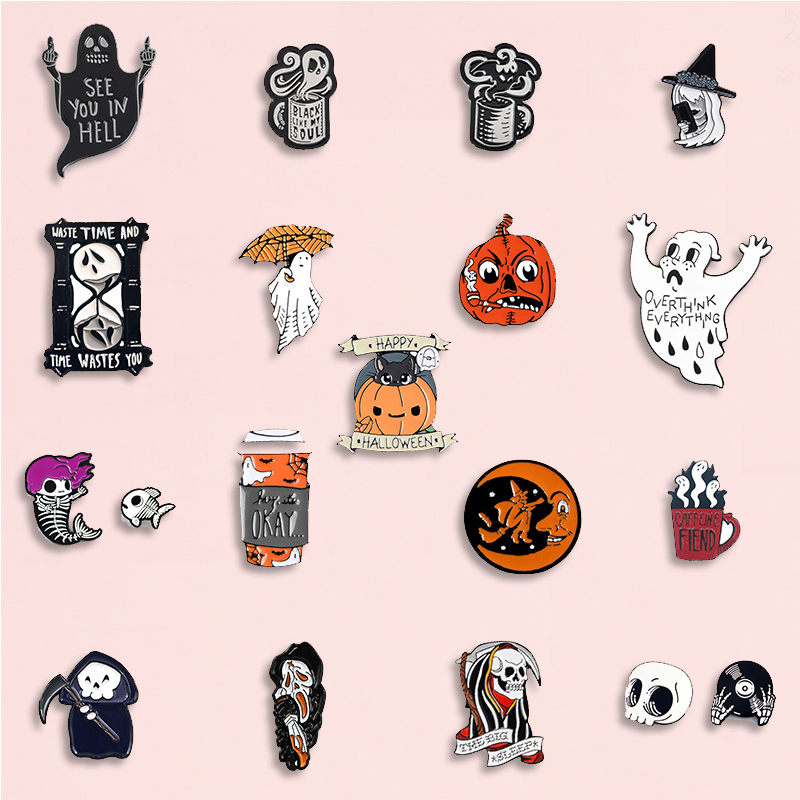 Happy Halloween Enamel Pin Tri – Women Bags Jeans recenzja i cena
