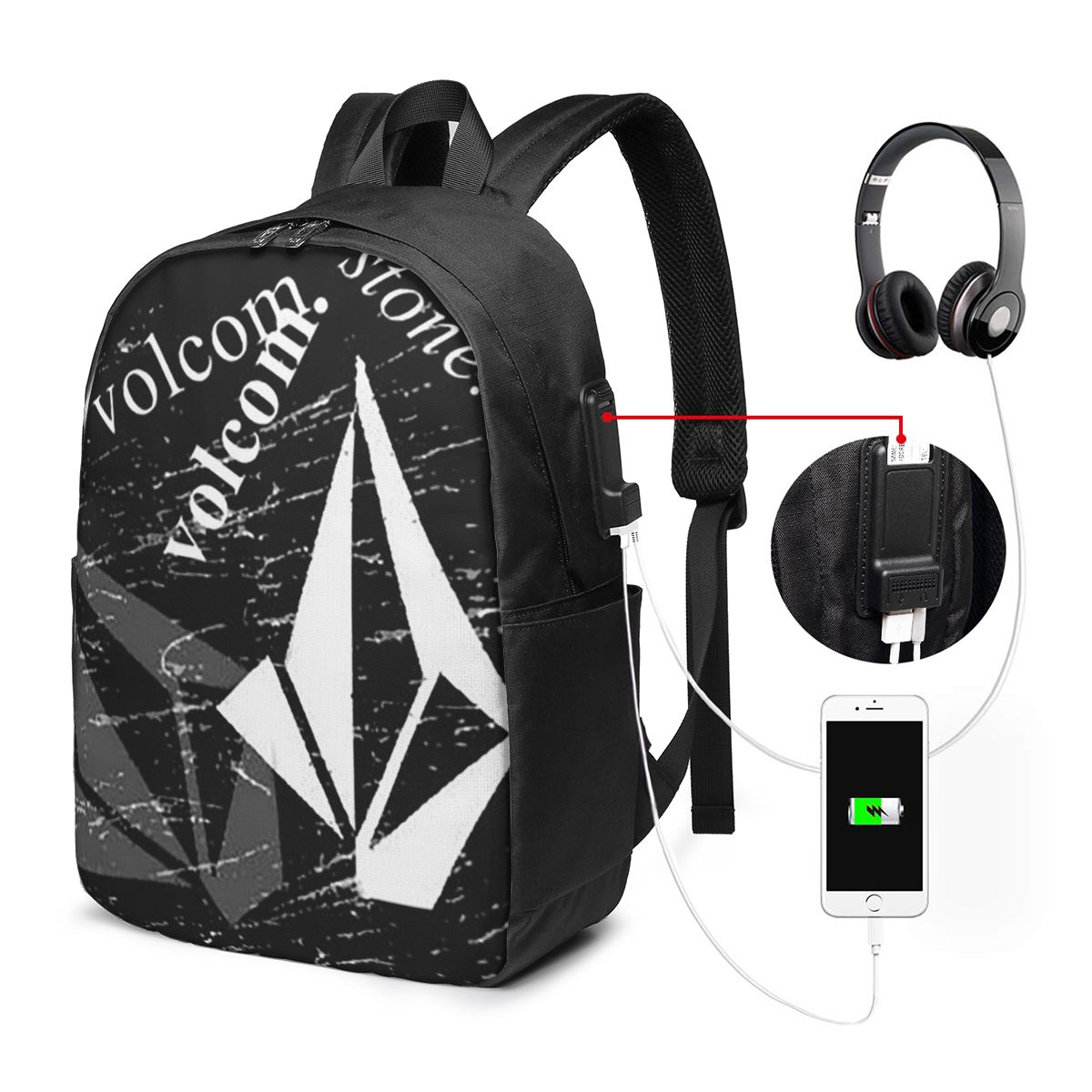 V-Volcom Logo Backpack Travel  – Women Bags For Laptop recenzja i cena
