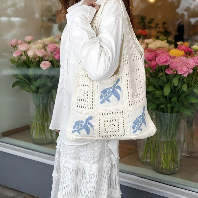 Trendy Large Capacity Crochet  – Crochet Market Bag recenzja i cena