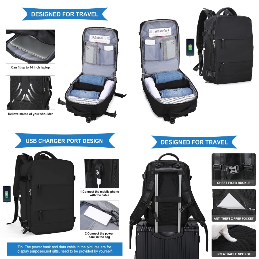 【New Arrival】Black Travel Back – Women Bags For Laptop recenzja i cena