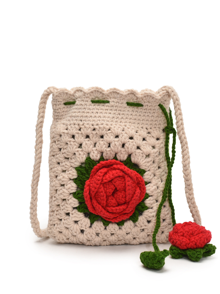 Handcrafted Rose Flower Croche – Crochet Market Bag recenzja i cena