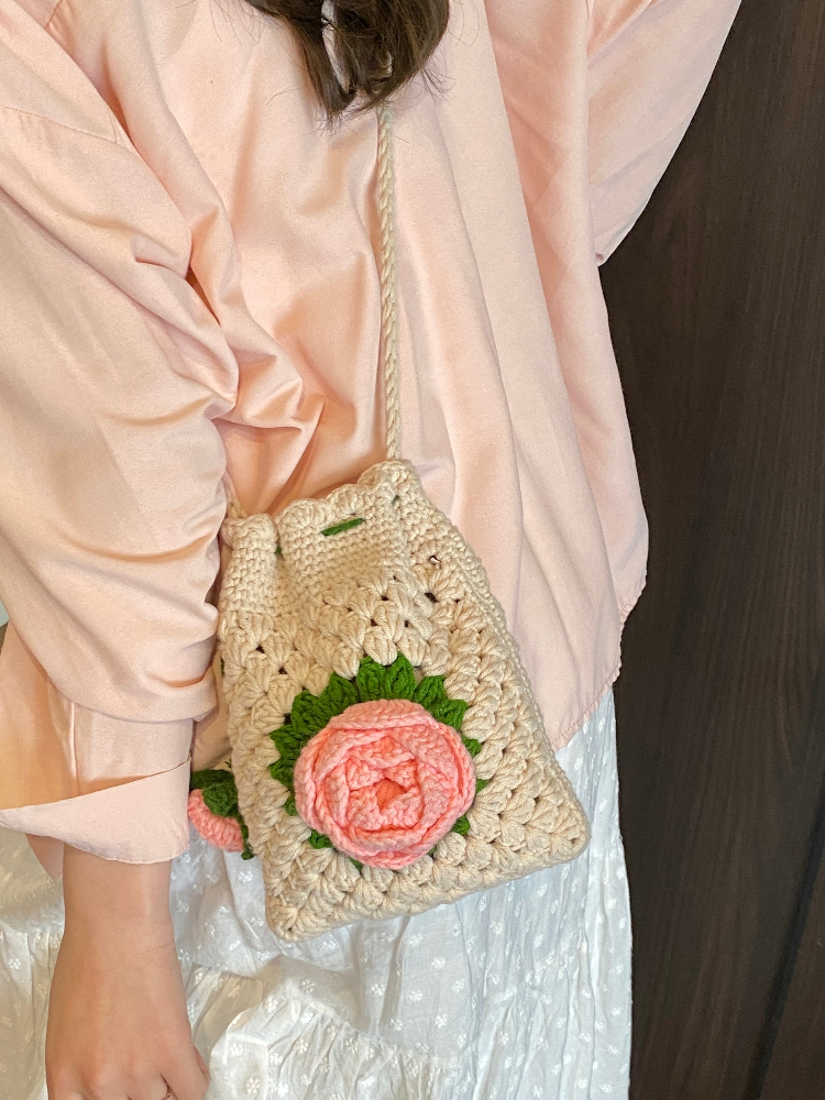Handcrafted Rose Flower Croche – Crochet Market Bag recenzja i cena
