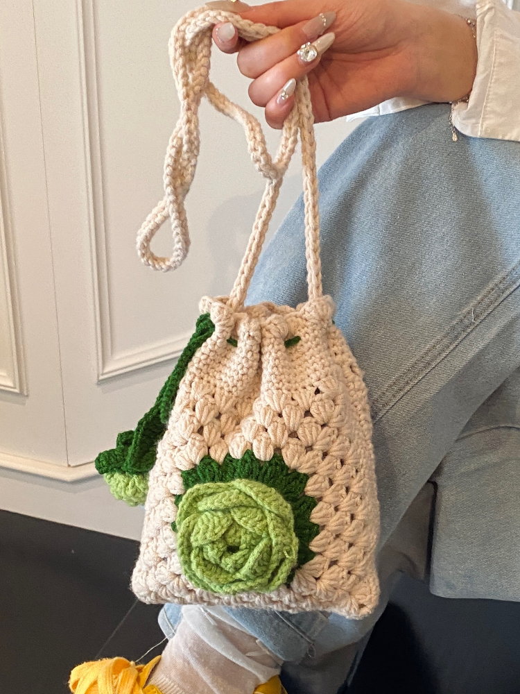 Handcrafted Rose Flower Croche – Crochet Market Bag recenzja i cena